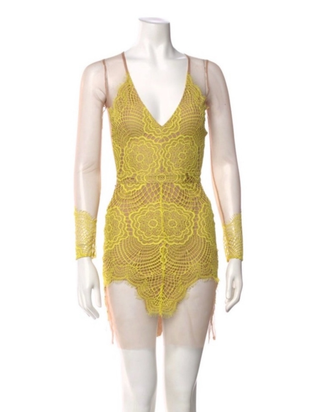 For Love and Lemons Yellow Sheer Dress